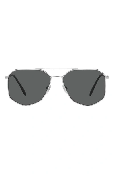 Burberry 58mm Aviator Sunglasses In Silver