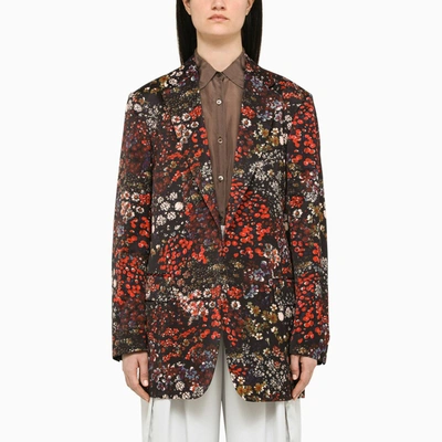 Dries Van Noten Floral Cotton-blend Blazer In Red