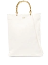 JIL SANDER WHITE TOTE BAG WITH BAMBOO HANDLES IN LEATHER WOMAN