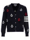 Thom Browne 4-bar Anchor Print Cardigan
