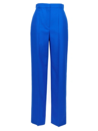 Alexander Mcqueen High Waisted Wool Trousers In Blue
