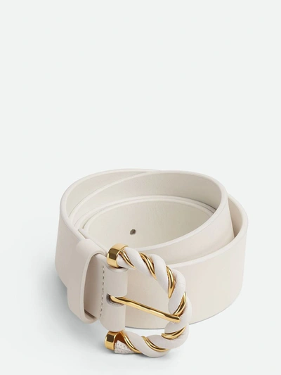 Bottega Veneta Leather Belt In White,gold