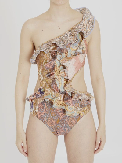 Zimmermann Devi One-piece Swimsuit In Rosa/multicolor