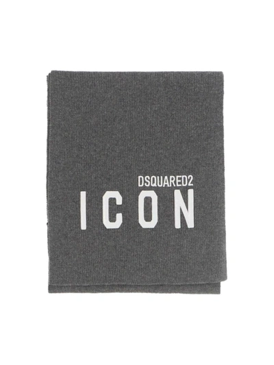 Dsquared2 Icon Logo Scarf In Grey