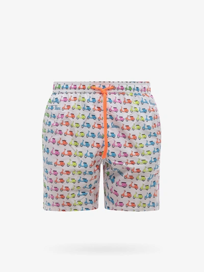 Mc2 Saint Barth Lightweight Fabric Swim Boxer Shorts With Print In White
