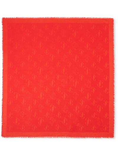 Jimmy Choo Capsule Blend Silk Wool Jacquard Stole In Red