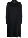Lemaire Long-sleeve Shirt Dress In Bk998 Squid Ink