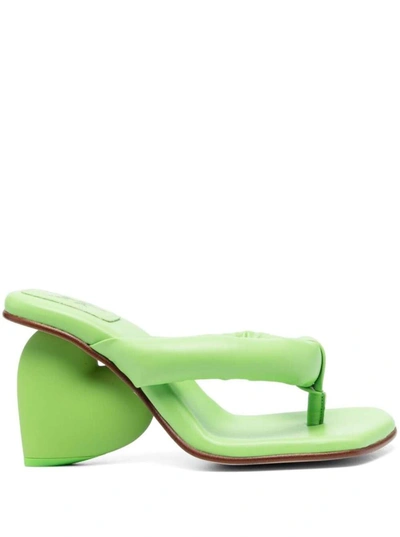 Yume Yume Love Heart-sculpted Heel Mules In Green