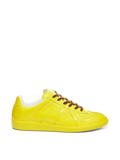 Maison Margiela Mm22 Patent Leather Low Top Trainers In Yellow