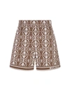 Max Mara Anagni Jersey Logo Jacquard Mini Shorts In White,brown