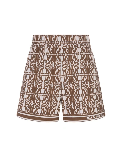 Max Mara Anagni Jersey Logo Jacquard Mini Shorts In Bronze