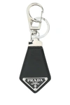 Prada Leather Key Ring Hardware Textured In Black