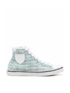 Saint Laurent Tweed And Leather Malibu Sneakers In Green