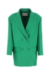 Valentino Oversized Double-breasted Wool And Silk-blend Crepe Blazer In Green