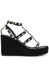 Valentino Espadrille Wedge Sandal In Black