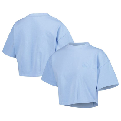 Lusso Light Blue Golden State Warriors Nola Faded Tonal Cropped T-shirt
