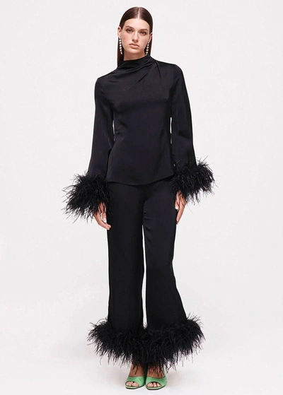 Rachel Gilbert Pietro Feather-trim Dress In Black