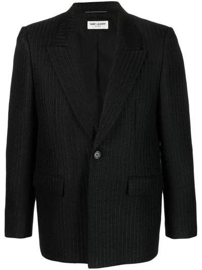 Saint Laurent Single-breasted One Button Jacket In Black