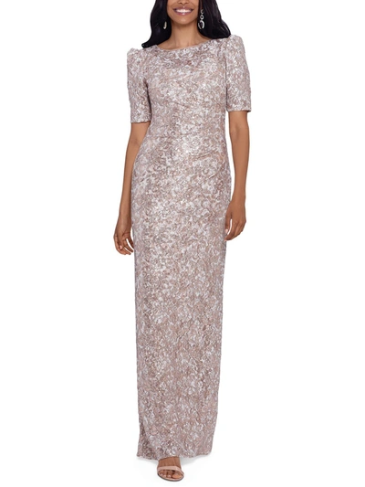 Xscape Lace Sequined Dress In Beige