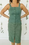 Level 99 Amelia Seamed Tencel Dress In Parrot In Green