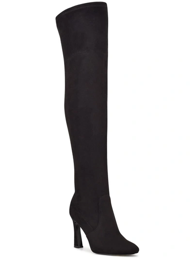 Nine West Sizzle 2 Womens Pull On Almond Toe Over-the-knee Boots In Black