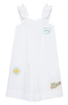 Peek Aren't You Curious Kids' Patch Accent Cotton Seersucker Romper In White
