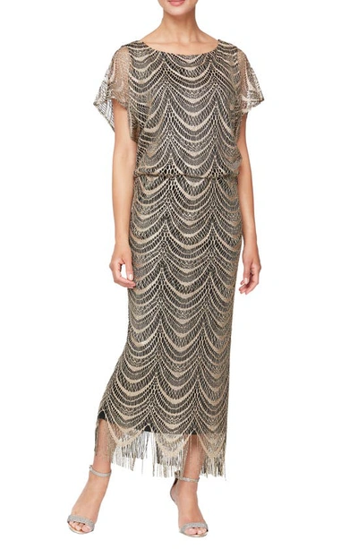 Sl Fashions Womens Metallic Crochet Cocktail Dress In Black