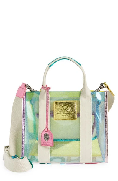 Kurt Geiger Southbank Mini Vinyl Tote Bag In Beige Multi