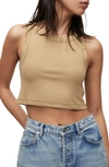 Allsaints Womens Pale Olive Gre Rina Cropped Woven Top