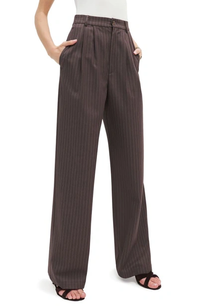 Reformation Mason Wide Leg Pants In Chocolate Stripe