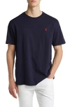 Polo Ralph Lauren Blue Crewneck T-shirt With Pony Embroidery On The Front In Blue