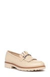 Nerogiardini Kiltie Leather Loafers In Light Beige
