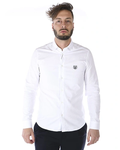 Kenzo Logo Long-sleeved Shirt In White