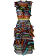 GIVENCHY Multicolor Striped Ruffle Shift Dress,586798556014352931