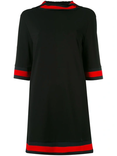 Gucci Stretch Viscose Hooded Dress With Web In Blue