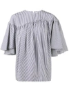 GUCCI STRIPE GATHERED BLOUSE,MACHINEWASH