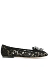 Dolce & Gabbana Slipper In Taormina Lace With Crystals In Black