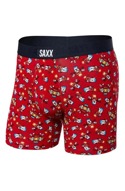 Saxx Vibe Super Soft Slim Fit Boxer Briefs In Big Bang- Red
