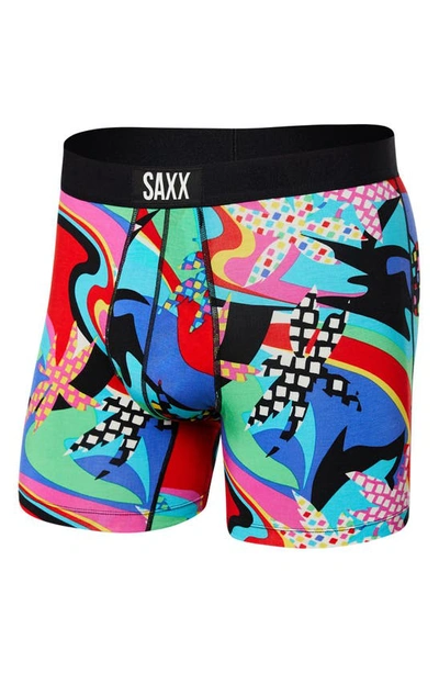 Saxx Vibe Super Soft Slim Fit Boxer Briefs In Good Times- Multi