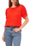 Vince Camuto Shirred Neck Rumpled Satin Blouse In Fiery Red