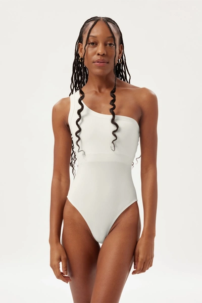 Girlfriend Collective Ivory Tate One Shoulder Bodysuit