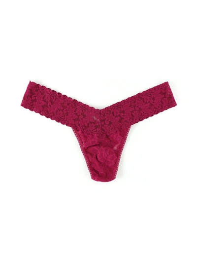 Hanky Panky Signature Lace Low Rise Thong Dark Pomegranate Red In Pink