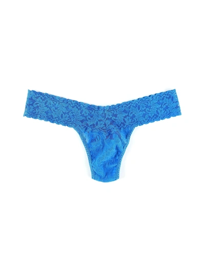 Hanky Panky Signature Lace Low Rise Thong Cerulean Blue In Blue