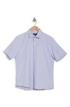 Westzeroone Baylor Cotton Short Sleeve Button-up Shirt In Blue
