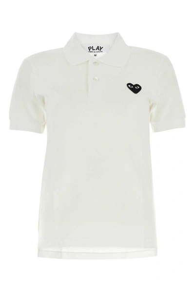 Comme Des Garçons Play Unisex T-shirt Black Emblem Knit Clothing In White