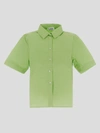 Lido Cropped Shirt In <p> Shirt In Green Linen And Cotton With Crop