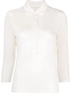 Majestic Three-quarter Sleeve Polo Top In White