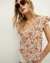 Veronica Beard Joi Floral Block-print Top In Off-white Multi