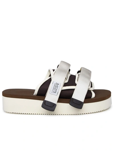 Suicoke Gray Nylon Motorcycle Slipper In White