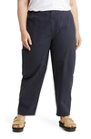 Eileen Fisher Tapered Stretch Cotton Ankle Pants In Ocean
